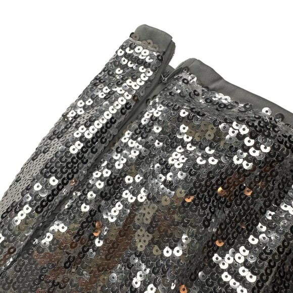 Women Midi Skirt Full Sequin Silver Size 2XL Tall Lined Decorated Mid Rise - Picture 11 of 14